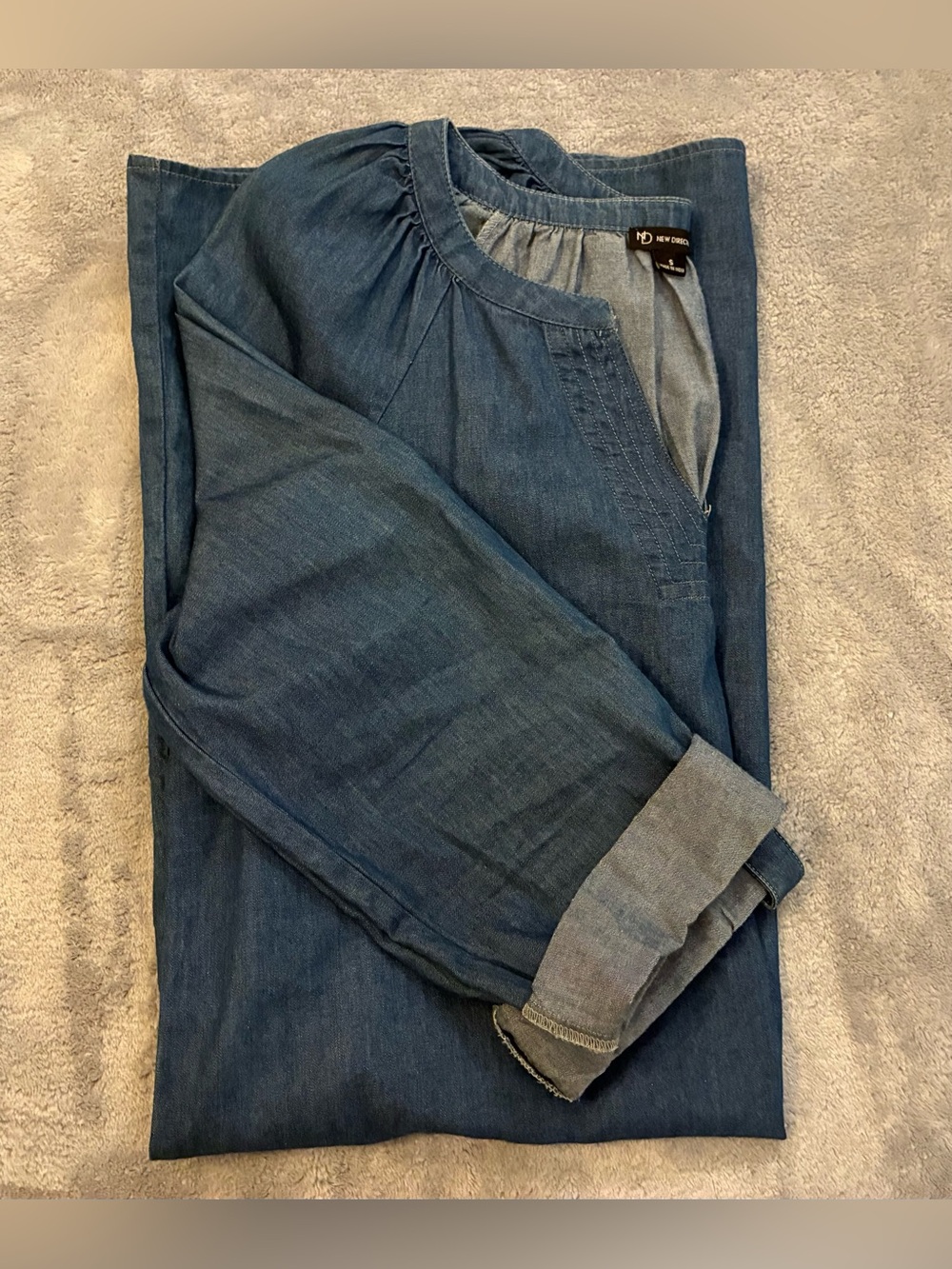 Women’s New Direction Brand Classic Chambray Shift Dress - Blue Size Small - Picture 14 of 14